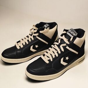 NIB Converse Weapon High Top Leather  Black/Ivory Men's Shoes 8.5 & Women 10